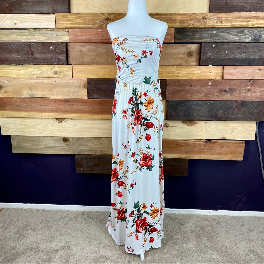 Flowers strapless dress